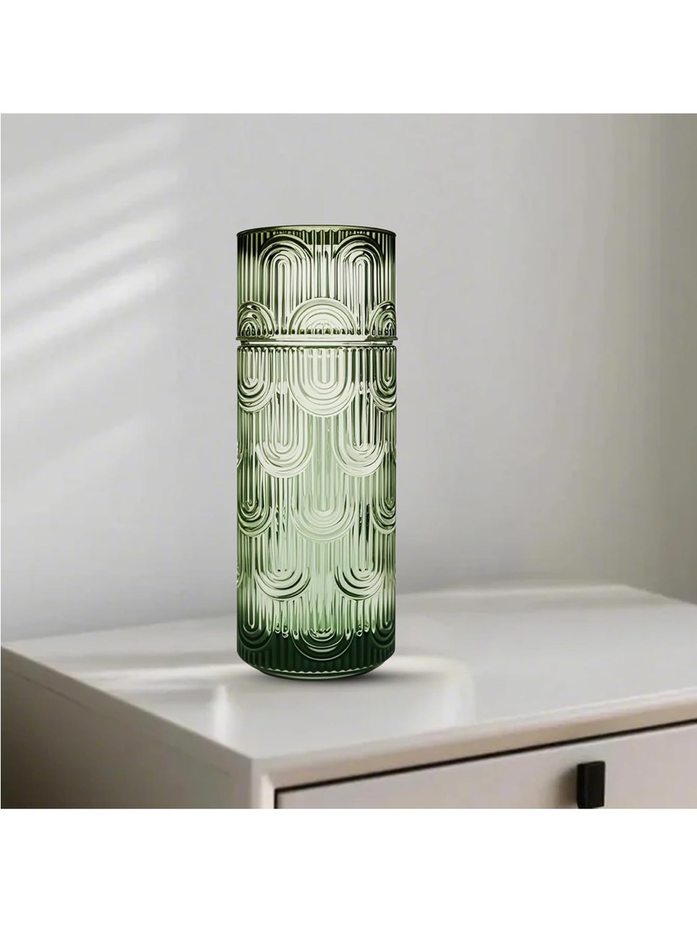 Bedside Water Carafe and Glass Set, 21.6 Oz Glass Carafe with 6 Oz Cup